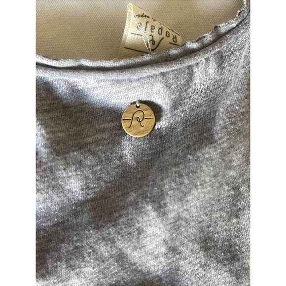 Ropaje Womens Tank Top Sz Medium Heather Gray Rolled Neckline Cropped Minimalist - Picture 6 of 13